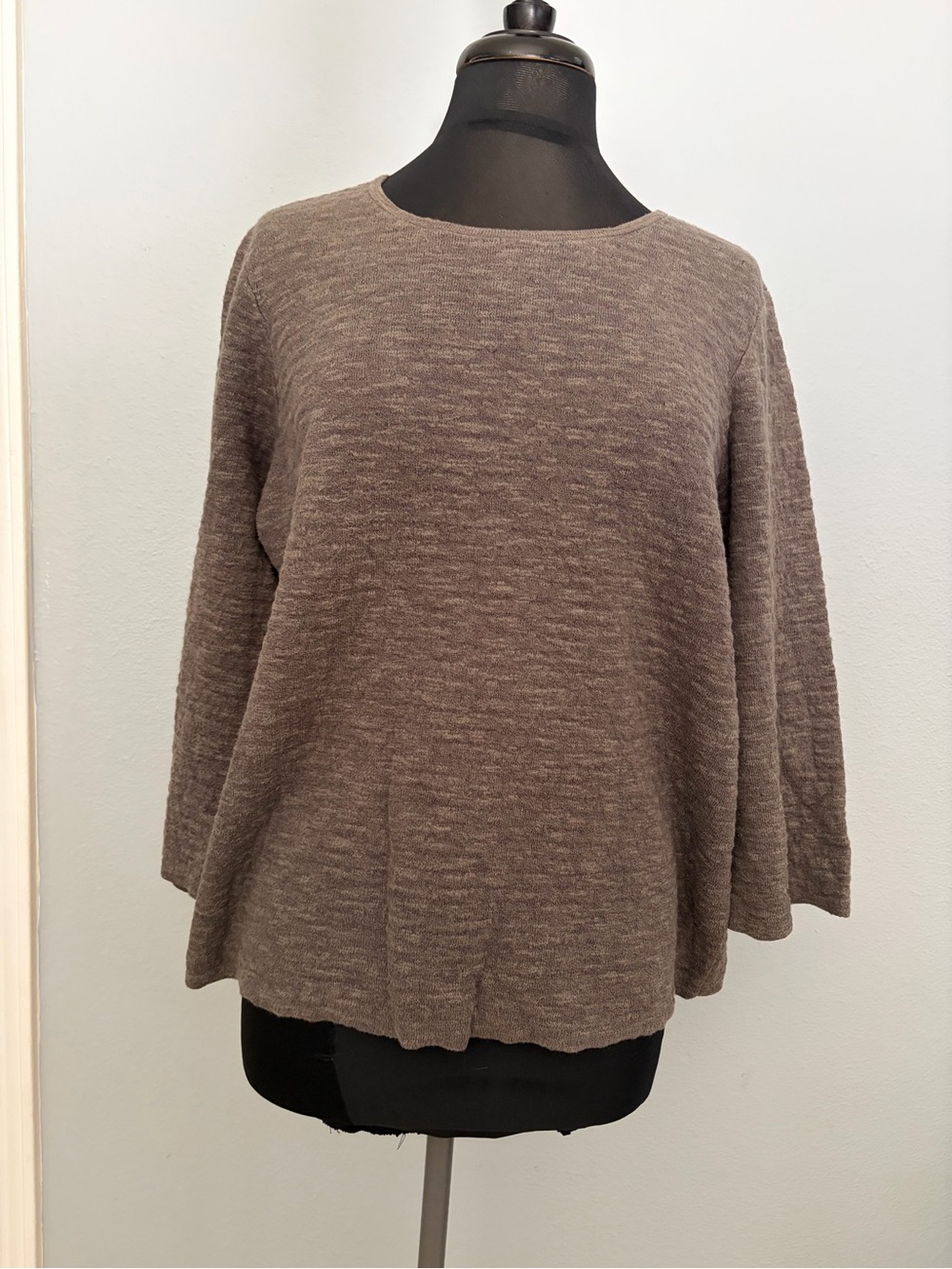 Women's Ribbed Knit Long-Sleeve Top-Organic Linen Blend